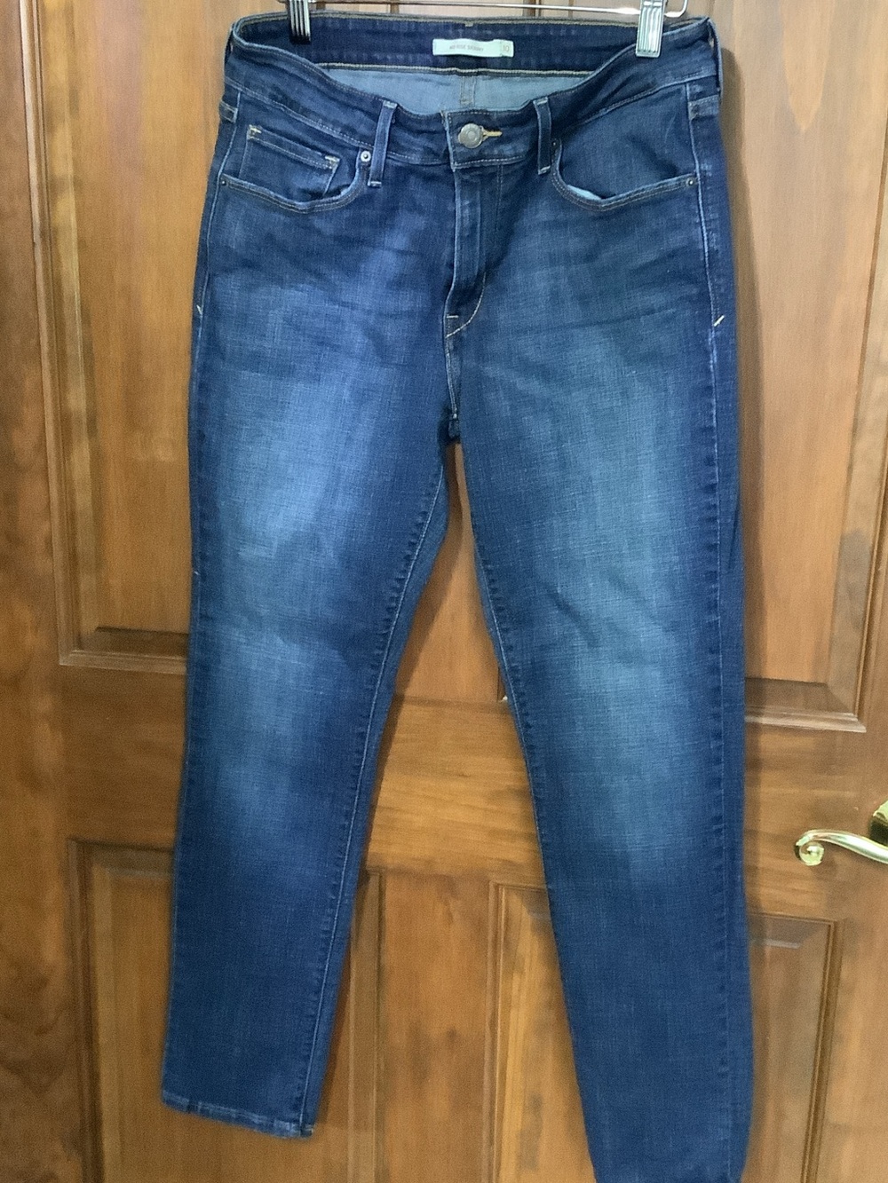 Women's Dark Blue Stretch Mid Rise Skinny Jeans